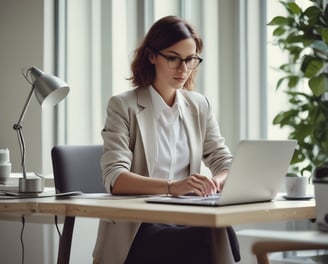 A woman in a business suit posing for a picture