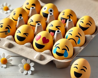 eggshells with smiley faces and eyes