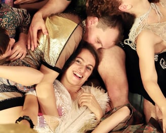 group of people cuddling