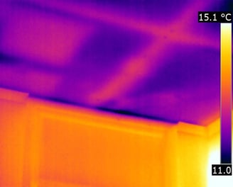 a thermal image of a ceiling in a room