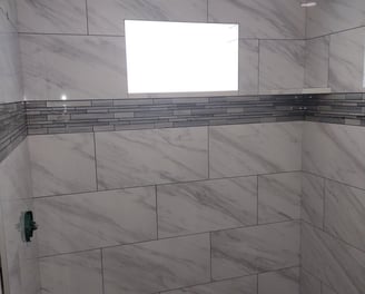 Tile work on custom shower stall