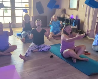 yoga class fun sip stretch party