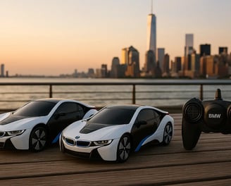 Carro a control remoto BMW con vista al mar