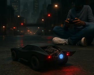 Carro a control remoto de The Batman visto desde atrás