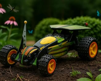 Carro a RC Insector en jardín