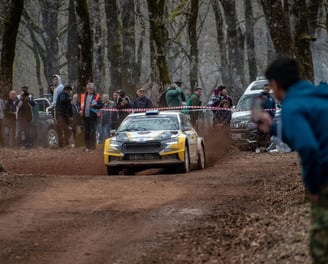 Macchina da rally Skoda fabia rs ripresa dai fotografi noline