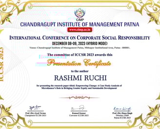 ICCSR 2023 Presentation Certificate