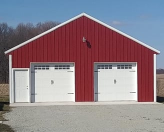 This pole barn was built facing the road in Benton, IN.