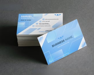 a business card with a business card holder