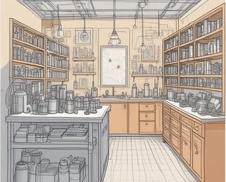 A classroom setting featuring a wooden table with a mechanical setup involving gears and rods. A paper titled 'UNIT 1 Energy and Power' is displayed, containing diagrams and text. In the background, blurred figures and classroom materials can be seen.