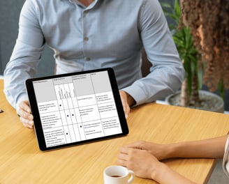 Tablet showing a screenshot of a Celagenix Data Privacy / POPIA Implementation Roadmap