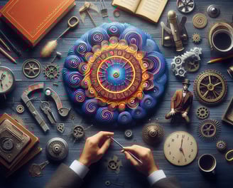 as coaching and hypnosis a person holding a clock and a clock on a table