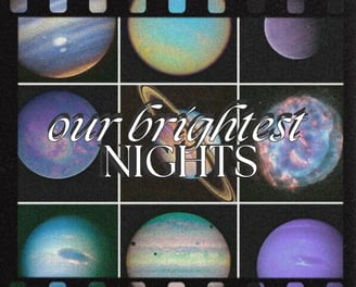 picture of Our Brightest Nights showing planets with Saturn in the middle