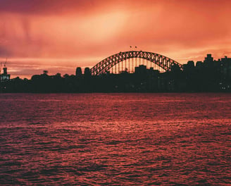 image of Sydney harbour bridge at sunset