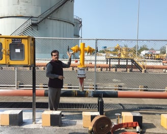 a man in a helmet attend training of fire safety