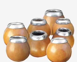 A group of natural gourds with a smooth aluminum ferrule measuring 40mm in diameter