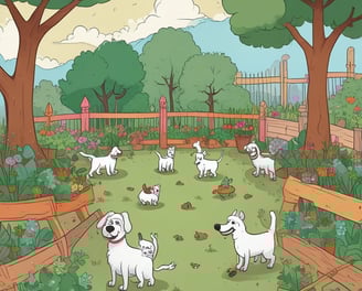 A black and white sign with text warning about pet waste transmitting disease. It instructs pet owners to leash and clean up after their pets. The sign features an illustration of a person walking a dog. It is mounted on a post surrounded by trees.