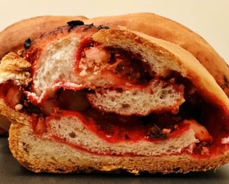 Beetroot and feta bread.