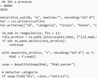 Script en Python desarrollado para automatizar la extracción masiva de artículos de Cantabria24Horas