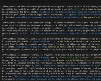 Vista del archivo CSV estructurado con los artículos procesados para su migración a WordPress