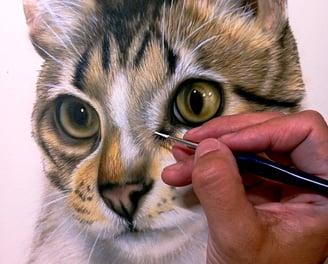 Detalhe de comissão privada pintura sobre papel por Maria João Justo