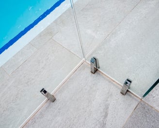 Pool fence in glass