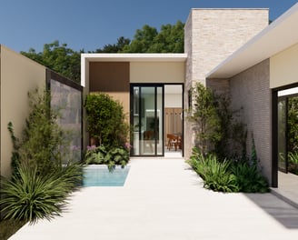a modern house with a pool and a pool
