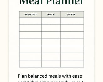 Thumbnail of a printable weekly meal planner with clean layout for organizing breakfast, lunch, and dinner meals.