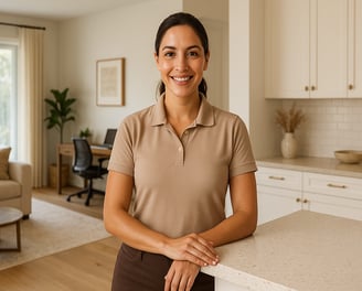 dust be gone employee smiling after cleaning a house in phoenix, az