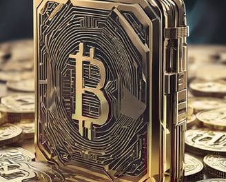 a golden coin - like bitcoin book with a bitcoin in the
