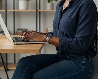 first-time entrepreneur working on laptop