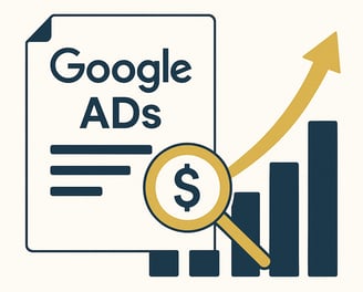 a magnifying image of a google adwordss ad
