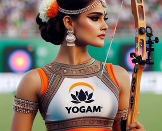 a woman in a yoga outfit with a bow