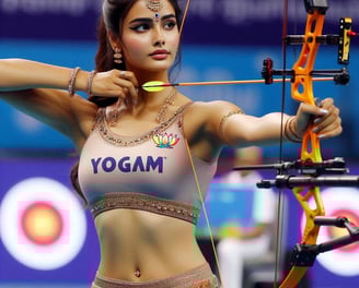 a woman in a bikini top and a bow