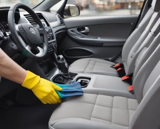 a person washing a car with a sponge