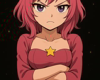 a woman with a star on her chest and a star on her chest