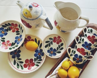 Vintage Blue Yellow Dinnerware 