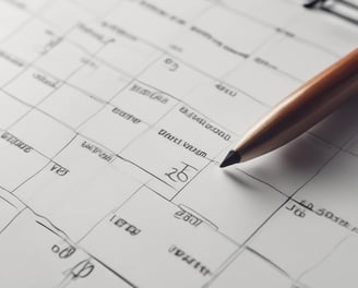 a calendar with red push buttons pinned to it