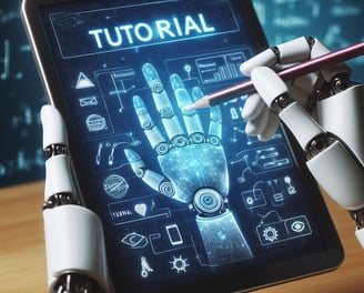 a robot hand holding a tablet with a tablet with a hand holding a tablet with