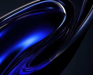 a blue and black background with a circular shaped object