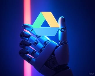a robot hand holding a triangle shaped triangle