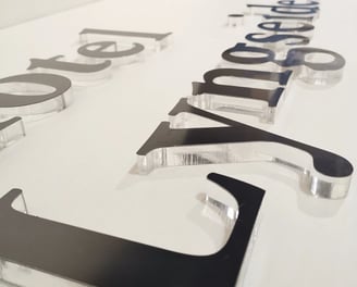 Letras corporeas transparentes y negras