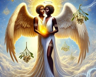 a woman holding a heart shaped object in front of a sky