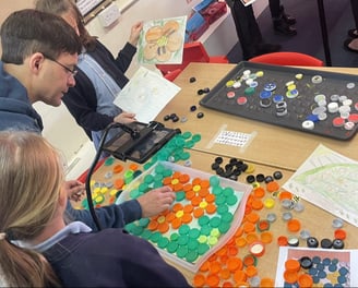 Teacher in a primary school with children