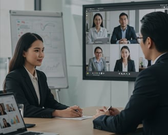 professional woman in mock interview