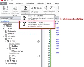 sync to station in robostudio