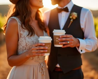 Ancestral on Wheels mobile espresso bar decorated for a wedding celebration with specialty lattes.