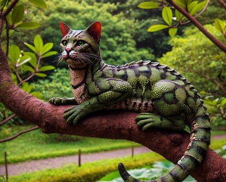 Chat écaille de tortue dans un arbre