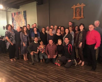 Mekhael Srour and Martha Slater with their students social dancing gathering