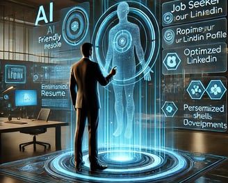 a man standing in front of a futuristic interface